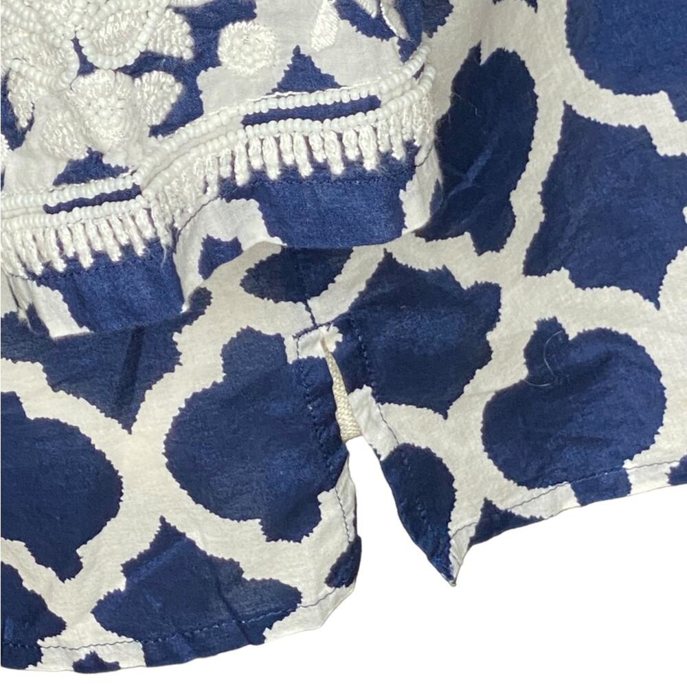 Navy& White Talbots Cotton Bohemian Tunic w/ Embroidery on Neckline & Sleeves Mp - Picture 6 of 8